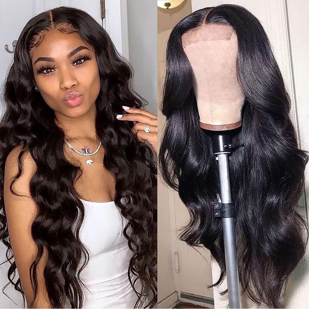 HUMAN HAIR Body Wave Lace Front Wig 4x4 Closure 180% Density Brazilian Glueless